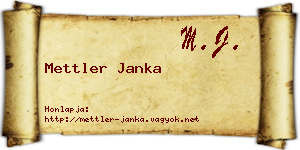 Mettler Janka névjegykártya